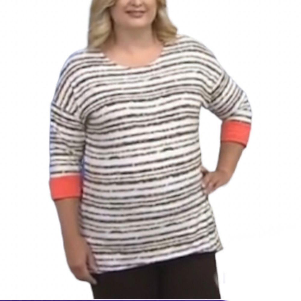 Women with Control Contrast  Striped Dropped Shoulder Top